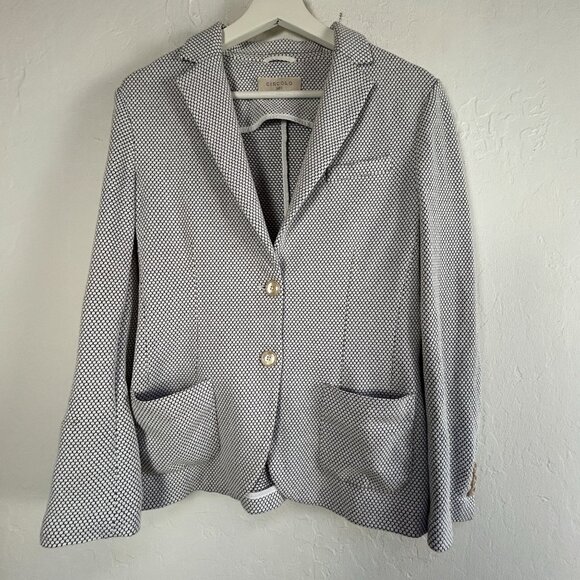 Circolo 1901 Womens Two-Button Blazer Jacket Textured Cotton Blend Stretch Black - Picture 1 of 11